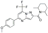 (2,6-DIMETHYLPIPERIDIN-1-YL)(5-(4-METHOXYPHENYL)-7-(TRIFLUOROMETHYL)PYRAZOLO[1,5-A]PYRIMIDIN-2-YL)METHANONE Struktur