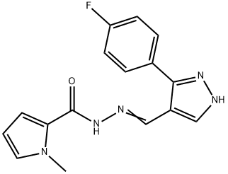 N'-((E)-[3-(4-FLUOROPHENYL)-1H-PYRAZOL-4-YL]METHYLIDENE)-1-METHYL-1H-PYRROLE-2-CARBOHYDRAZIDE Struktur