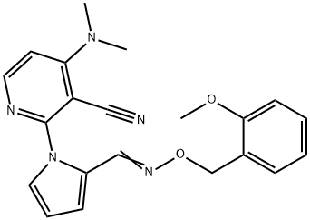 4-(DIMETHYLAMINO)-2-[2-(([(2-METHOXYBENZYL)OXY]IMINO)METHYL)-1H-PYRROL-1-YL]NICOTINONITRILE Struktur