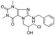 8-(BENZYLAMINO)-7-(3-CHLORO-2-HYDROXYPROPYL)-1,3-DIMETHYL-2,3,6,7-TETRAHYDRO-1H-2,6-PURINEDIONE Struktur