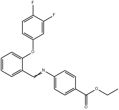 ETHYL 4-(((E)-[2-(3,4-DIFLUOROPHENOXY)PHENYL]METHYLIDENE)AMINO)BENZENECARBOXYLATE Struktur