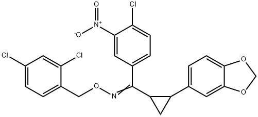 [2-(1,3-BENZODIOXOL-5-YL)CYCLOPROPYL](4-CHLORO-3-NITROPHENYL)METHANONE O-(2,4-DICHLOROBENZYL)OXIME Struktur