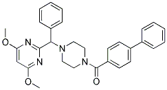 1-[(1,1'-BIPHENYL-4-YL)CARBONYL]-4-[A-(4,6-DIMETHOXYPYRIMIDIN-2-YL)BENZYL]PIPERAZINE Struktur