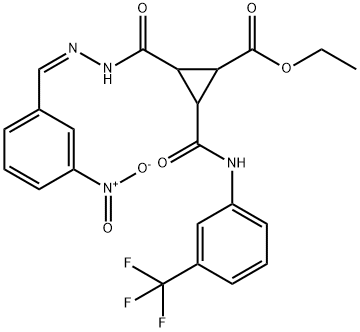 ETHYL 2-((2-[(3-NITROPHENYL)METHYLENE]HYDRAZINO)CARBONYL)-3-([3-(TRIFLUOROMETHYL)ANILINO]CARBONYL)CYCLOPROPANECARBOXYLATE Struktur