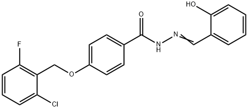 4-[(2-CHLORO-6-FLUOROBENZYL)OXY]-N'-[(E)-(2-HYDROXYPHENYL)METHYLIDENE]BENZENECARBOHYDRAZIDE Struktur