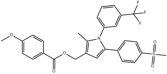 (2-METHYL-5-[4-(METHYLSULFONYL)PHENYL]-1-[3-(TRIFLUOROMETHYL)PHENYL]-1H-PYRROL-3-YL)METHYL 4-METHOXYBENZENECARBOXYLATE Struktur