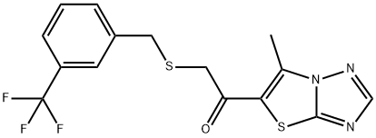 1-(6-METHYL[1,3]THIAZOLO[3,2-B][1,2,4]TRIAZOL-5-YL)-2-([3-(TRIFLUOROMETHYL)BENZYL]SULFANYL)-1-ETHANONE Struktur