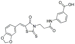 3-((3-[(5Z)-5-(1,3-BENZODIOXOL-5-YLMETHYLENE)-4-OXO-2-THIOXO-1,3-THIAZOLIDIN-3-YL]PROPANOYL)AMINO)BENZOIC ACID Struktur