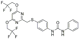 N-[4-[[[4,6-BIS(2,2,2-TRIFLUOROETHOXY)PYRIMIDIN-2-YL]METHYL]THIO]PHENYL]-N'-PHENYLUREA Struktur