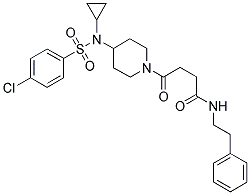 4-[4-[((4-CHLOROPHENYL)SULPHONYL)CYCLOPROPYLAMINO]PIPERIDIN-1-YL]-4-OXO-N-(2-PHENYLETHYL)BUTANAMIDE Struktur