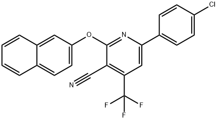 6-(4-CHLOROPHENYL)-2-(2-NAPHTHYLOXY)-4-(TRIFLUOROMETHYL)NICOTINONITRILE Struktur