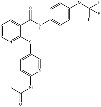 2-([6-(ACETYLAMINO)-3-PYRIDINYL]SULFANYL)-N-[4-(TRIFLUOROMETHOXY)PHENYL]NICOTINAMIDE Struktur