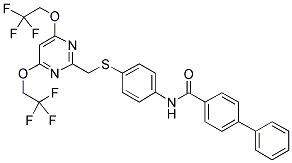 N-[4-[[[4,6-BIS(2,2,2-TRIFLUOROETHOXY)PYRIMIDIN-2-YL]METHYL]THIO]PHENYL]BIPHENYL-4-CARBOXAMIDE Struktur