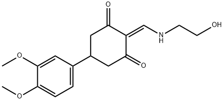 5-(3,4-DIMETHOXYPHENYL)-2-([(2-HYDROXYETHYL)AMINO]METHYLENE)-1,3-CYCLOHEXANEDIONE Struktur