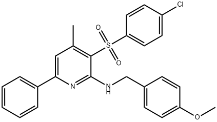 3-[(4-CHLOROPHENYL)SULFONYL]-N-(4-METHOXYBENZYL)-4-METHYL-6-PHENYL-2-PYRIDINAMINE Struktur