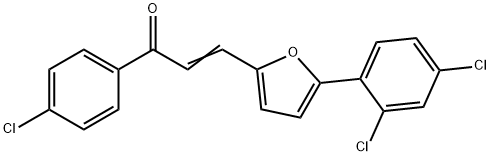 (E)-1-(4-CHLOROPHENYL)-3-[5-(2,4-DICHLOROPHENYL)-2-FURYL]-2-PROPEN-1-ONE Struktur