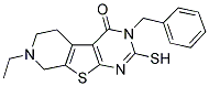 3-BENZYL-7-ETHYL-2-MERCAPTO-5,6,7,8-TETRAHYDRO-3H-9-THIA-1,3,7-TRIAZA-FLUOREN-4-ONE Struktur