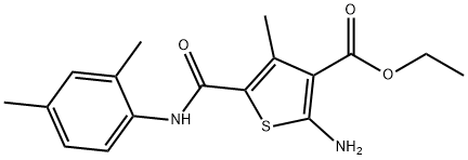 2-AMINO-5-(2,4-DIMETHYL-PHENYLCARBAMOYL)-4-METHYL-THIOPHENE-3-CARBOXYLIC ACID ETHYL ESTER Struktur