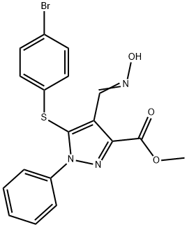 METHYL 5-[(4-BROMOPHENYL)SULFANYL]-4-[(HYDROXYIMINO)METHYL]-1-PHENYL-1H-PYRAZOLE-3-CARBOXYLATE Struktur