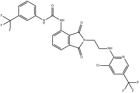 N-[2-(2-([3-CHLORO-5-(TRIFLUOROMETHYL)-2-PYRIDINYL]AMINO)ETHYL)-1,3-DIOXO-2,3-DIHYDRO-1H-ISOINDOL-4-YL]-N'-[3-(TRIFLUOROMETHYL)PHENYL]UREA Struktur