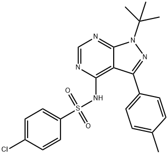 N-[1-(TERT-BUTYL)-3-(4-METHYLPHENYL)-1H-PYRAZOLO[3,4-D]PYRIMIDIN-4-YL]-4-CHLOROBENZENESULFONAMIDE Struktur