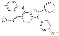 N-((E)-(1-(4-METHOXYPHENYL)-4-[(4-METHYLPHENYL)SULFANYL]-2-PHENYL-6,7-DIHYDRO-1H-INDOL-5-YL)METHYLIDENE)CYCLOPROPANAMINE Struktur