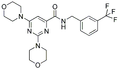 2,6-DIMORPHOLINO-N-(3-(TRIFLUOROMETHYL)BENZYL)PYRIMIDINE-4-CARBOXAMIDE Struktur