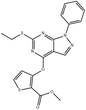 METHYL 3-([6-(ETHYLSULFANYL)-1-PHENYL-1H-PYRAZOLO[3,4-D]PYRIMIDIN-4-YL]OXY)-2-THIOPHENECARBOXYLATE Struktur