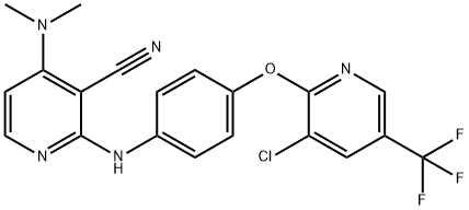 2-(4-([3-CHLORO-5-(TRIFLUOROMETHYL)-2-PYRIDINYL]OXY)ANILINO)-4-(DIMETHYLAMINO)NICOTINONITRILE Struktur