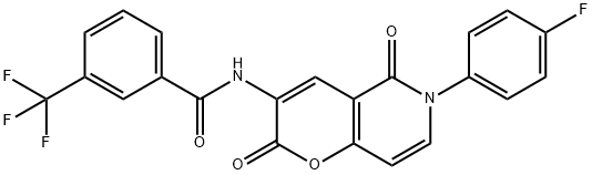 N-[6-(4-FLUOROPHENYL)-2,5-DIOXO-5,6-DIHYDRO-2H-PYRANO[3,2-C]PYRIDIN-3-YL]-3-(TRIFLUOROMETHYL)BENZENECARBOXAMIDE Struktur