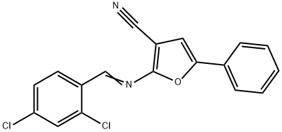 2-([(E)-(2,4-DICHLOROPHENYL)METHYLIDENE]AMINO)-5-PHENYL-3-FURONITRILE Struktur