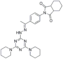 (E)-2-(4-(1-(2-(4,6-DI(PIPERIDIN-1-YL)-1,3,5-TRIAZIN-2-YL)HYDRAZONO)ETHYL)PHENYL)-HEXAHYDRO-2H-ISOINDOLE-1,3-DIONE Struktur