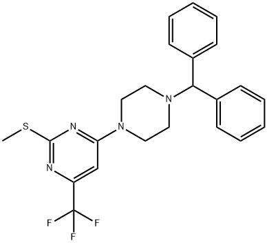 4-(4-BENZHYDRYLPIPERAZINO)-2-(METHYLSULFANYL)-6-(TRIFLUOROMETHYL)PYRIMIDINE Struktur