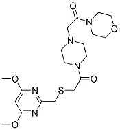 4-[(2-OXO-2-MORPHOLINO)ETHYL]-1-[2-[[(4,6-DIMETHOXYPYRIMIDIN-2-YL)METHYL]THIO]ACETYL]PIPERAZINE Struktur