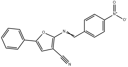 2-([(E)-(4-NITROPHENYL)METHYLIDENE]AMINO)-5-PHENYL-3-FURONITRILE Struktur