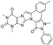 8-(1,5-DIMETHYL-3-OXO-2-PHENYL-2,3-DIHYDRO-1H-PYRAZOL-4-YL)-1,3-DIMETHYL-7-P-TOLYL-1H-IMIDAZO[1,2-A]PURINE-2,4(3H,8H)-DIONE Struktur