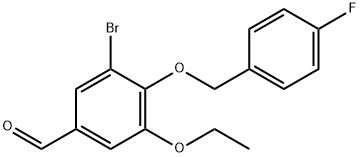 3-BROMO-5-ETHOXY-4-[(4-FLUOROBENZYL)OXY]BENZALDEHYDE Struktur