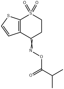 4-[(ISOBUTYRYLOXY)IMINO]-3,4-DIHYDRO-1LAMBDA6-THIENO[2,3-B]THIOPYRAN-1,1(2H)-DIONE Struktur