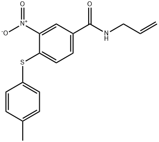 N-ALLYL-4-[(4-METHYLPHENYL)SULFANYL]-3-NITROBENZENECARBOXAMIDE Struktur