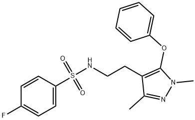 N-[2-(1,3-DIMETHYL-5-PHENOXY-1H-PYRAZOL-4-YL)ETHYL]-4-FLUOROBENZENESULFONAMIDE Struktur