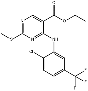 ETHYL 4-[2-CHLORO-5-(TRIFLUOROMETHYL)ANILINO]-2-(METHYLSULFANYL)-5-PYRIMIDINECARBOXYLATE Struktur