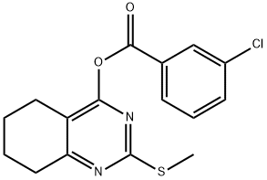 2-(METHYLSULFANYL)-5,6,7,8-TETRAHYDRO-4-QUINAZOLINYL 3-CHLOROBENZENECARBOXYLATE Struktur