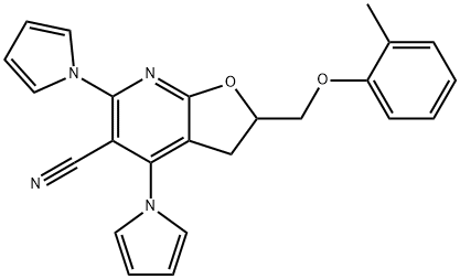 2-[(2-METHYLPHENOXY)METHYL]-4,6-DI(1H-PYRROL-1-YL)-2,3-DIHYDROFURO[2,3-B]PYRIDINE-5-CARBONITRILE Struktur