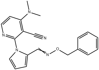 2-(2-([(BENZYLOXY)IMINO]METHYL)-1H-PYRROL-1-YL)-4-(DIMETHYLAMINO)NICOTINONITRILE Struktur