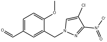 3-(4-CHLORO-3-NITRO-PYRAZOL-1-YLMETHYL)-4-METHOXY-BENZALDEHYDE Struktur