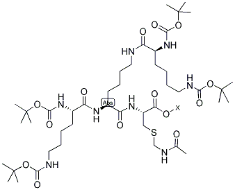 BOC-LYS(BOC)-LYS[BOC-LYS(BOC)]-CYS(ACM)-BETA-ALA-O-PAM RESIN Struktur