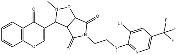 5-(2-([3-CHLORO-5-(TRIFLUOROMETHYL)-2-PYRIDINYL]AMINO)ETHYL)-2-METHYL-3-(4-OXO-4H-CHROMEN-3-YL)DIHYDRO-2H-PYRROLO[3,4-D]ISOXAZOLE-4,6(3H,5H)-DIONE Struktur