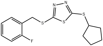 2-(CYCLOPENTYLSULFANYL)-5-[(2-FLUOROBENZYL)SULFANYL]-1,3,4-THIADIAZOLE Struktur