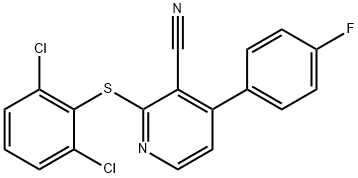 2-[(2,6-DICHLOROPHENYL)SULFANYL]-4-(4-FLUOROPHENYL)NICOTINONITRILE Struktur