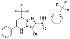 3-BROMO-5-PHENYL-7-(TRIFLUOROMETHYL)-N-[3-(TRIFLUOROMETHYL)PHENYL]-4,5,6,7-TETRAHYDROPYRAZOLO[1,5-A]PYRIMIDINE-2-CARBOXAMIDE Struktur